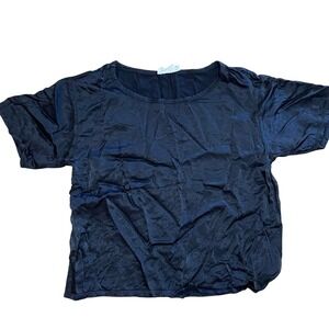 NATION LTD Black Rayon Cropped Short Sleeve Relaxed Fit Tee Shirt Top Women's M